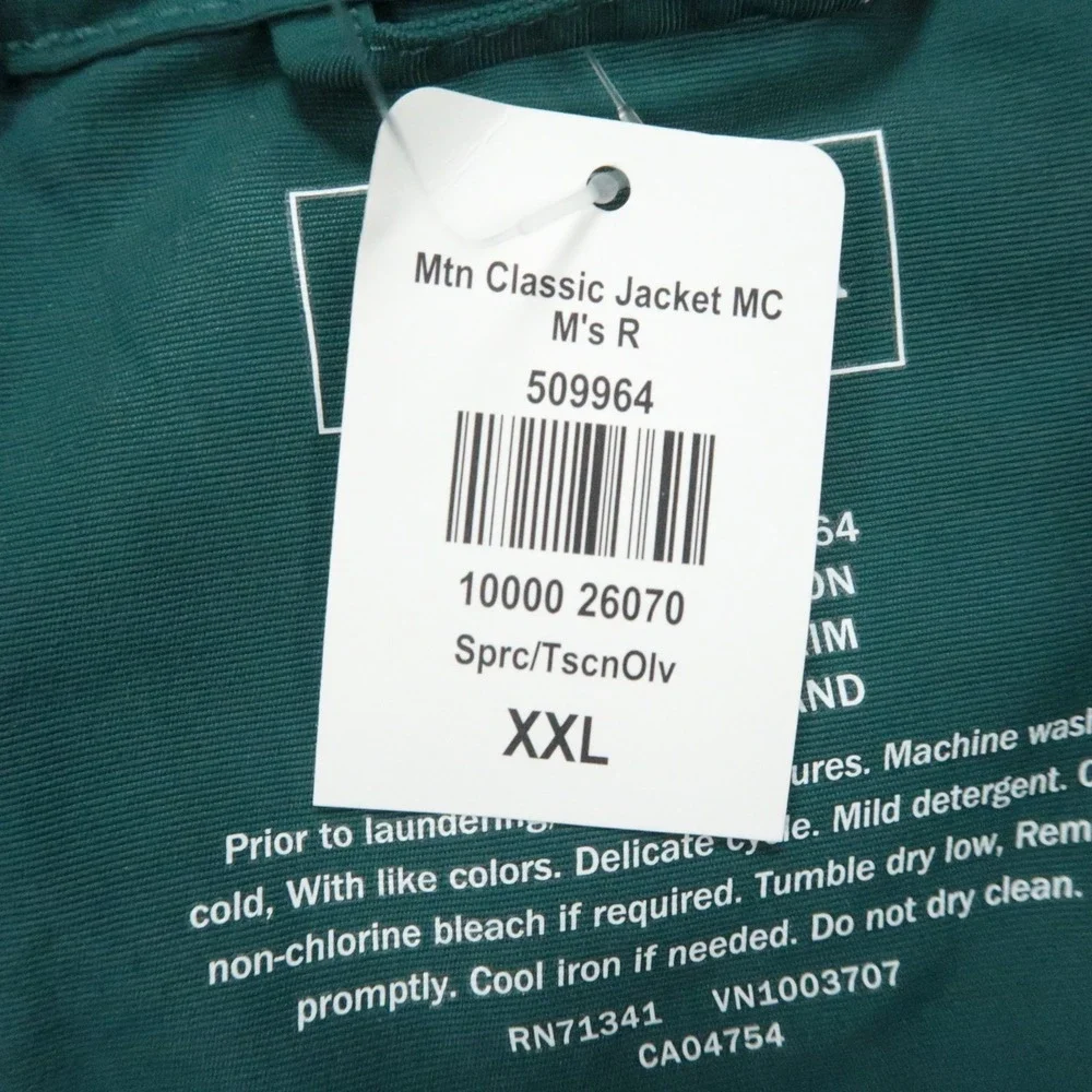 LL Bean Jacket Mens XXL Green Blue Mountain Classic Windbreaker Hooded Full Zip